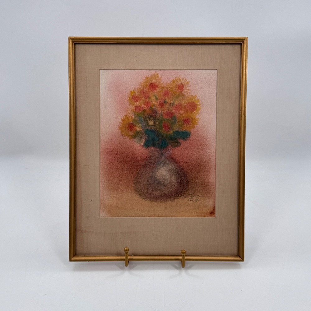 Vintage Floral Still Life Watercolor Painting Signed 1981 Framed 14x11